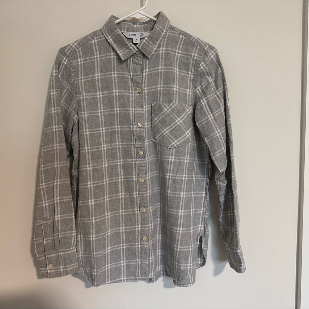 Old Navy Gray Flannel Button Up